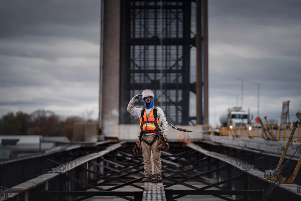 Bay City Michigan construction photography shoot idea of bridge builder working by Daniel Mekis